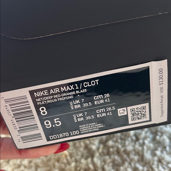 Nike x CLOT Air Max 1 Kiss of Death 2021 Tan Orange Sneakers - Picture 11 of 14